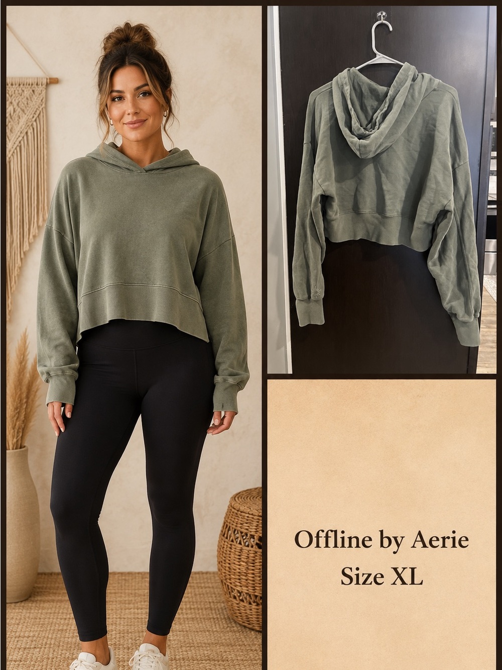OFFLINE By Aerie Throw-Back Cropped Hoodie